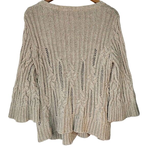 VTG Y2K Heather B Chunky Cable Knit Cardigan Toggle Bell Sleeve Sweater Sz XL - Picture 12 of 13